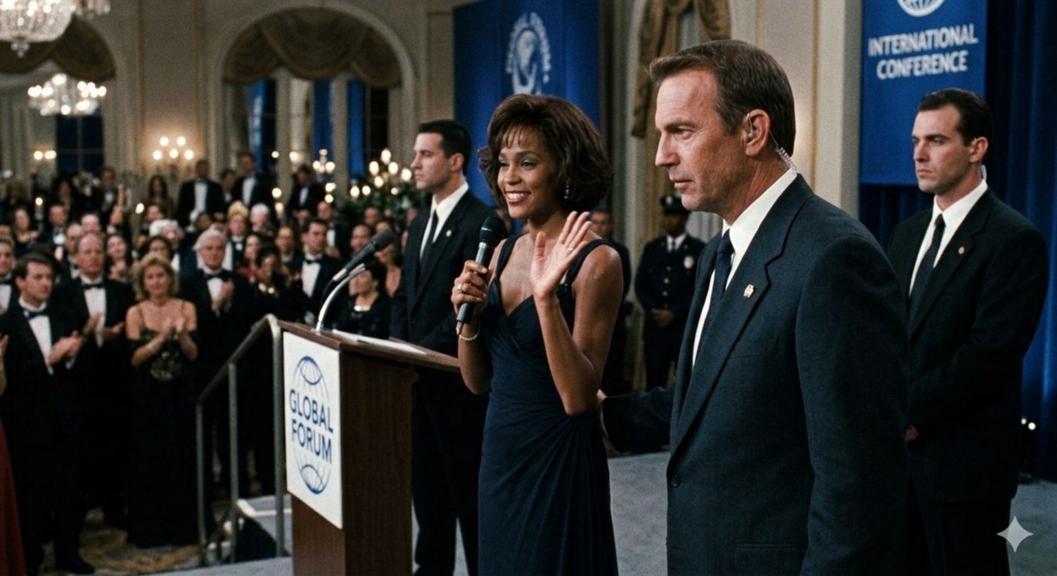 Cena do filme O Guarda-Costas com Kevin Costner
